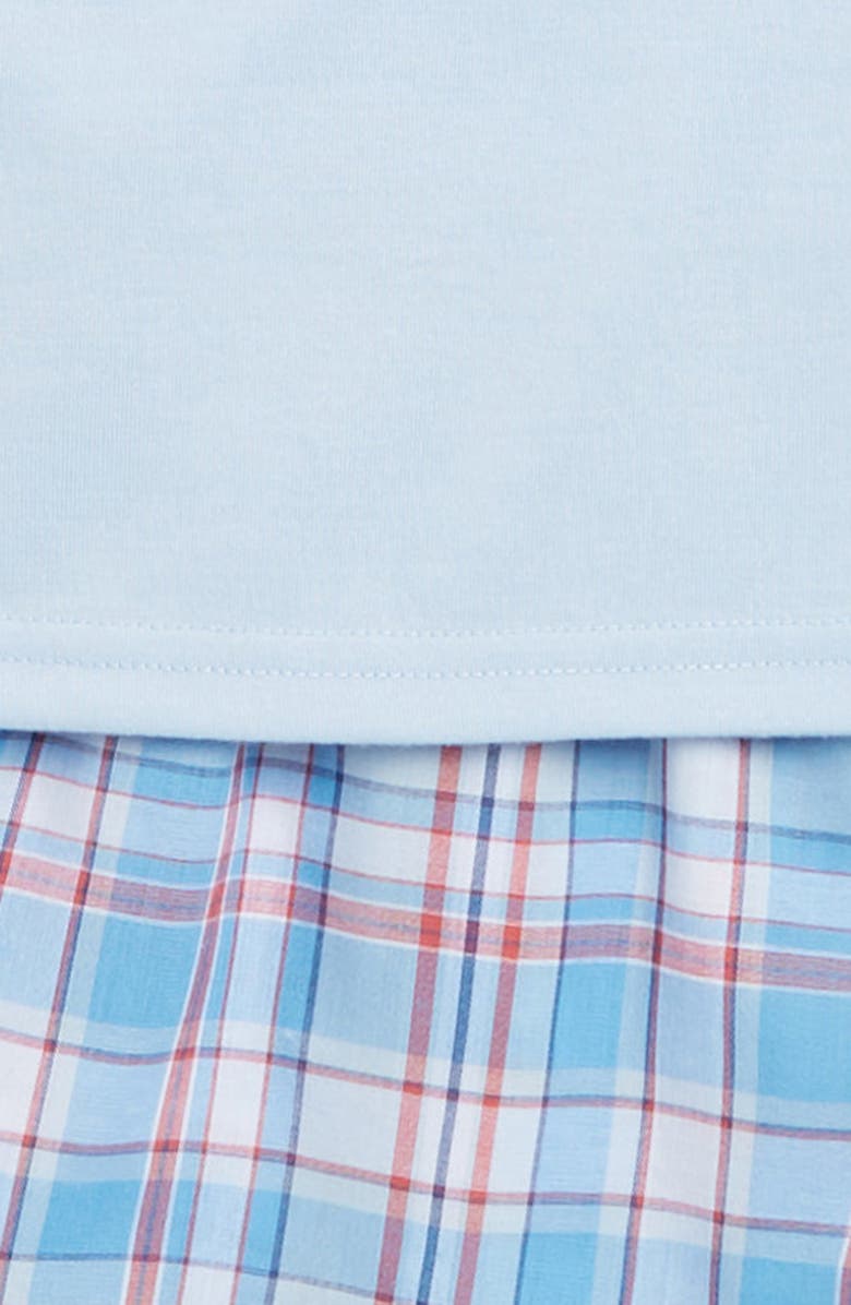 Nordstrom Kids' Pajama T-Shirt & Shorts Set, Alternate, color, Blue Windsurfer- Blue Plaid