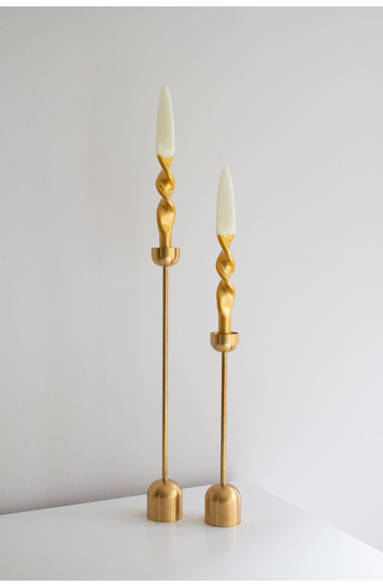 THE PARMATILE SHOP Taper Candle Set, Main, color, Ivory/Gold