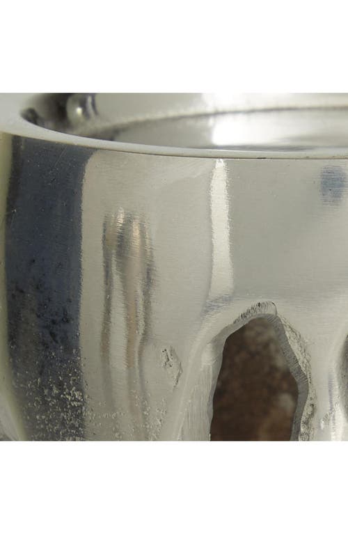 Uma Set Of 3 Melting Wax Pillar Candleholders In Silver
