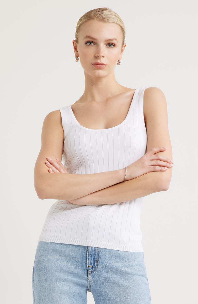 Nordstrom Slim Scoop Neck Rib Tank, Main, color, White