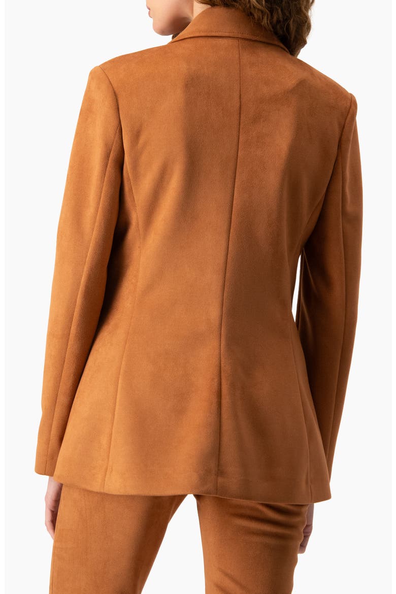 Double-Breasted Faux Suede Blazer, Alternate, color, Chedron