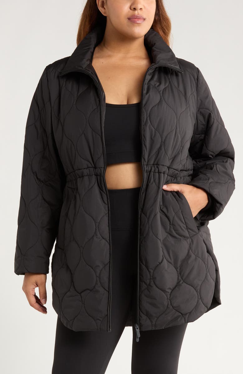 Zella Skyline Quilted Jacket, Main, color, Black