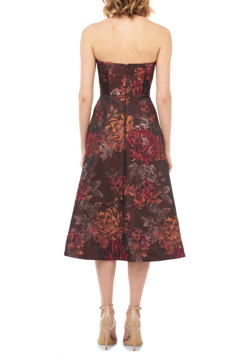 Claudia Kensington Strapless Jacquard Cocktail Dress, Alternate, color, AUTUMN ORANGE