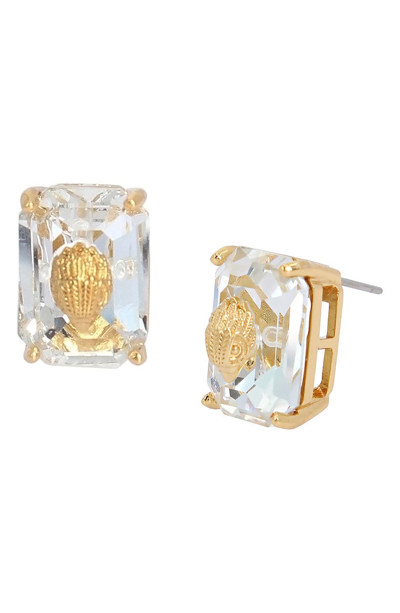 Kurt Geiger London Emerald Cut Crystal Stud Earrings, Main, color, 