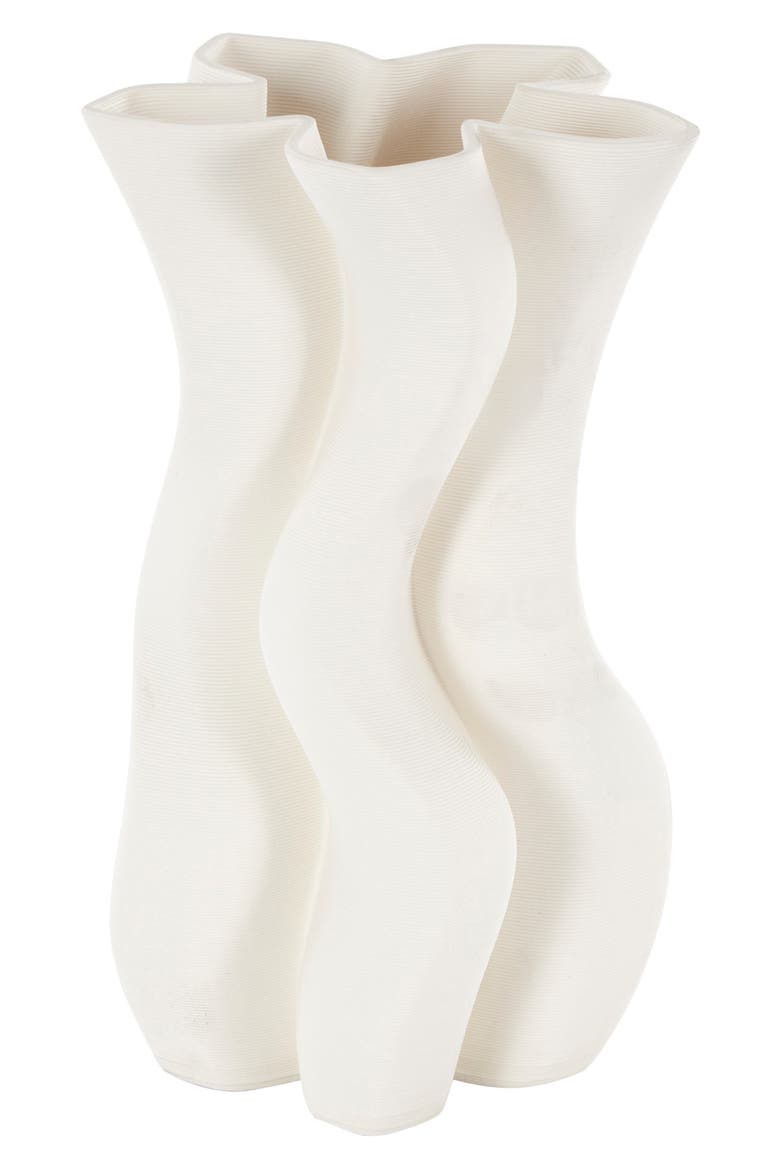 Fluted Ceramic Vase, Alternate, color, WHITE