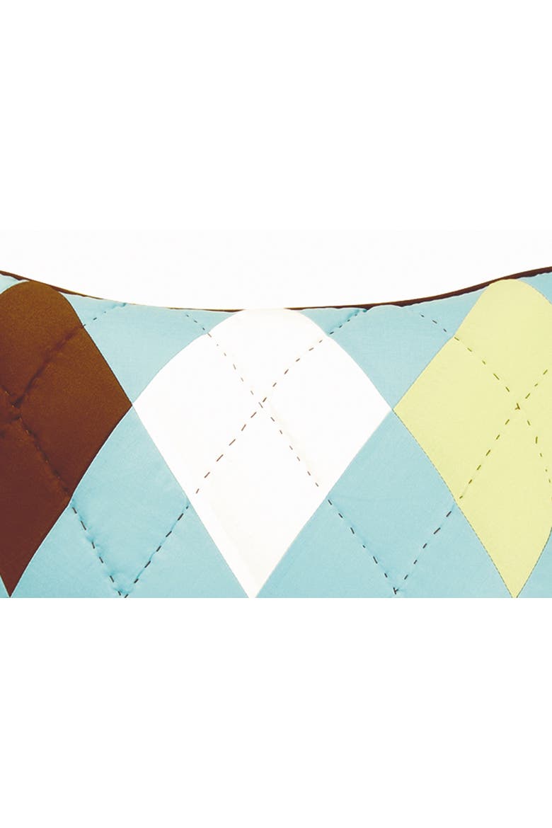 Argyle Aqua Quilted Accent Pillow, Alternate, color, Blue
