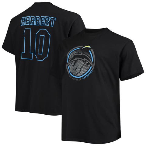 Men's Fanatics Branded Justin Herbert Black Los Angeles Chargers Big & Tall Color Pop Name & Number T-Shirt