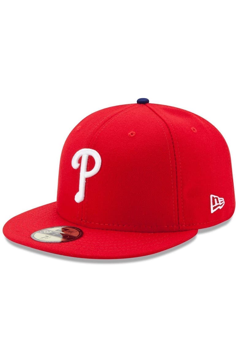 Men's New Era Red Philadelphia Phillies Game Authentic Collection On-Field 59FIFTY Fitted Hat, Main, color, RED