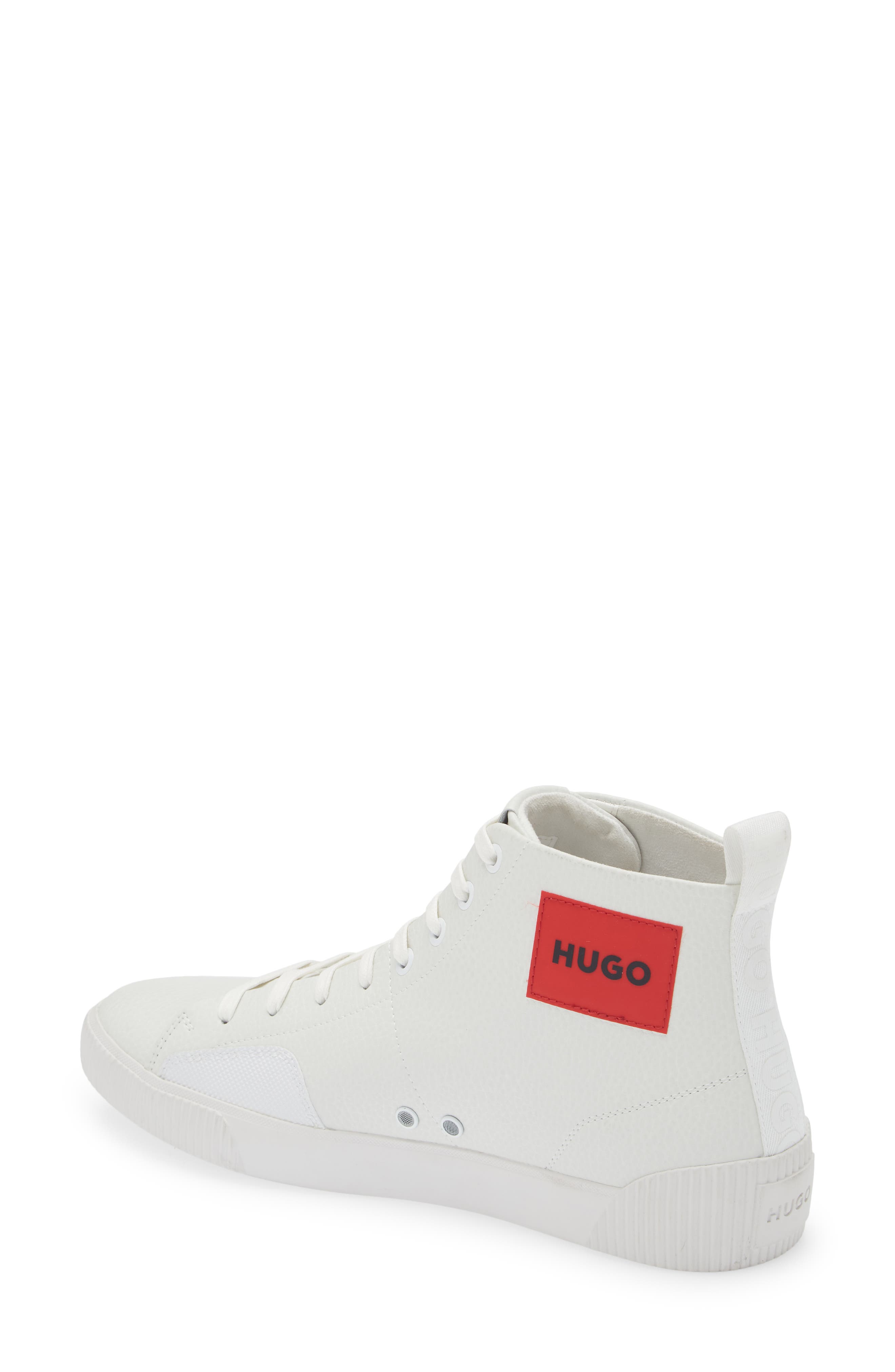 BOSS Zero Hi-Top Leather Sneaker, Alternate, color, Wht