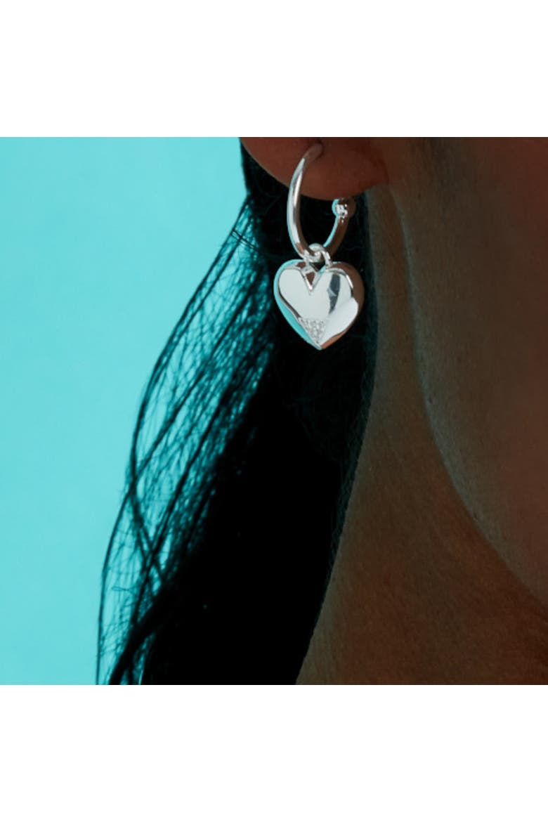 Art Deco Hearts Hoop Earrings, Alternate, color, Sterling Silver