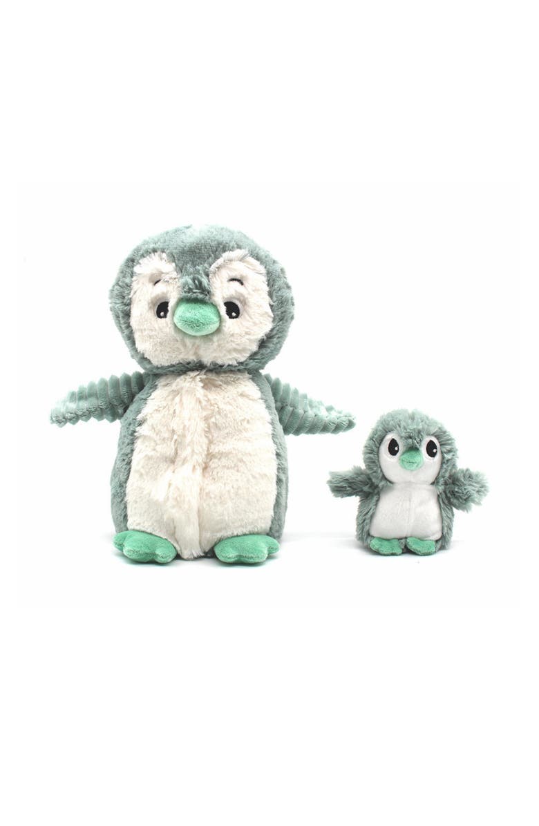 Les Ptipotos Penguin Mom & Her Baby  - Secret Keeper Plush Toy, Eco-Friendly, Soft & Washable, Main, color, Mint