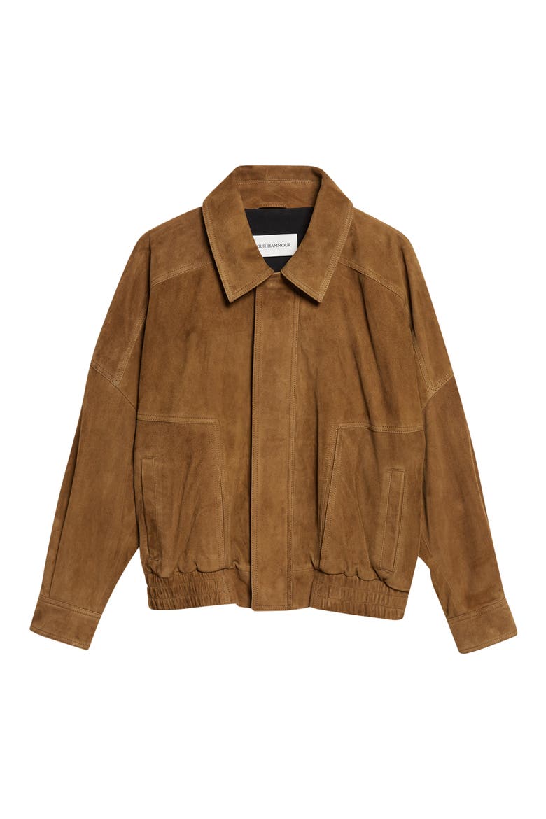 Dalma Relaxed Suede Jacket, Alternate, color, BARK