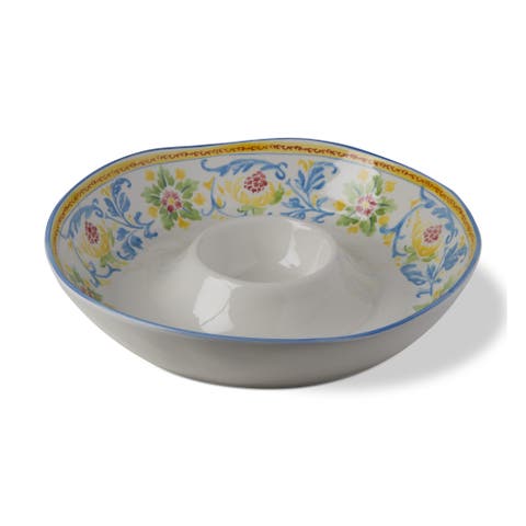 Capri Multicolor Ceramic Chip and Dip Platter Set Dishwasher Safe