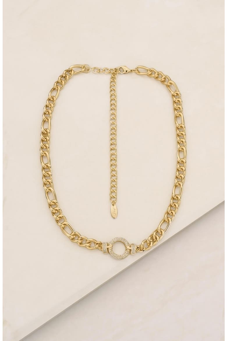 Eternity Crystal Circle Chain Link Necklace, Alternate, color, GOLD