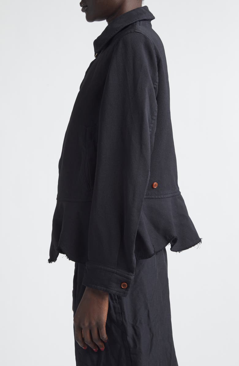 Comme des Garçons Comme des Garçons Raw Edge Gabardine Peplum Jacket, Alternate, color, Black