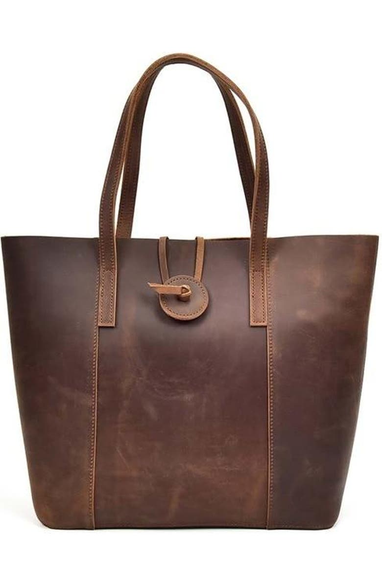 STEEL HORSE LEATHER The Taavi Tote | Handcrafted Leather Tote Bag, Main, color, Brown