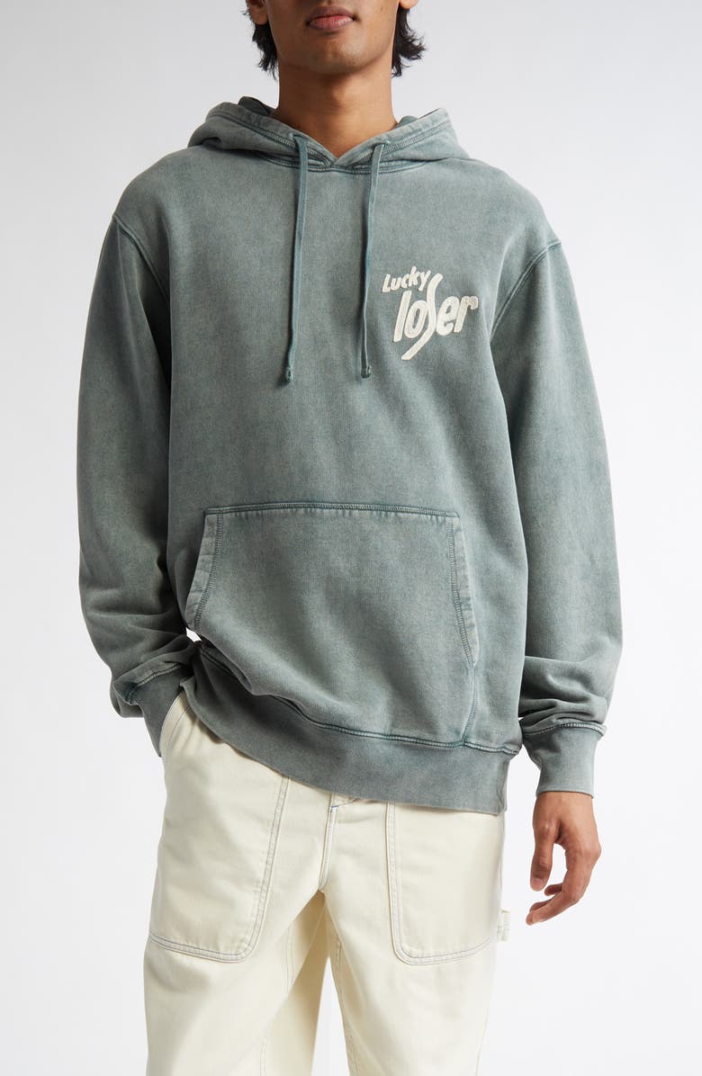 PALMES Lucky Embroidered Cotton French Terry Hoodie, Main, color, 