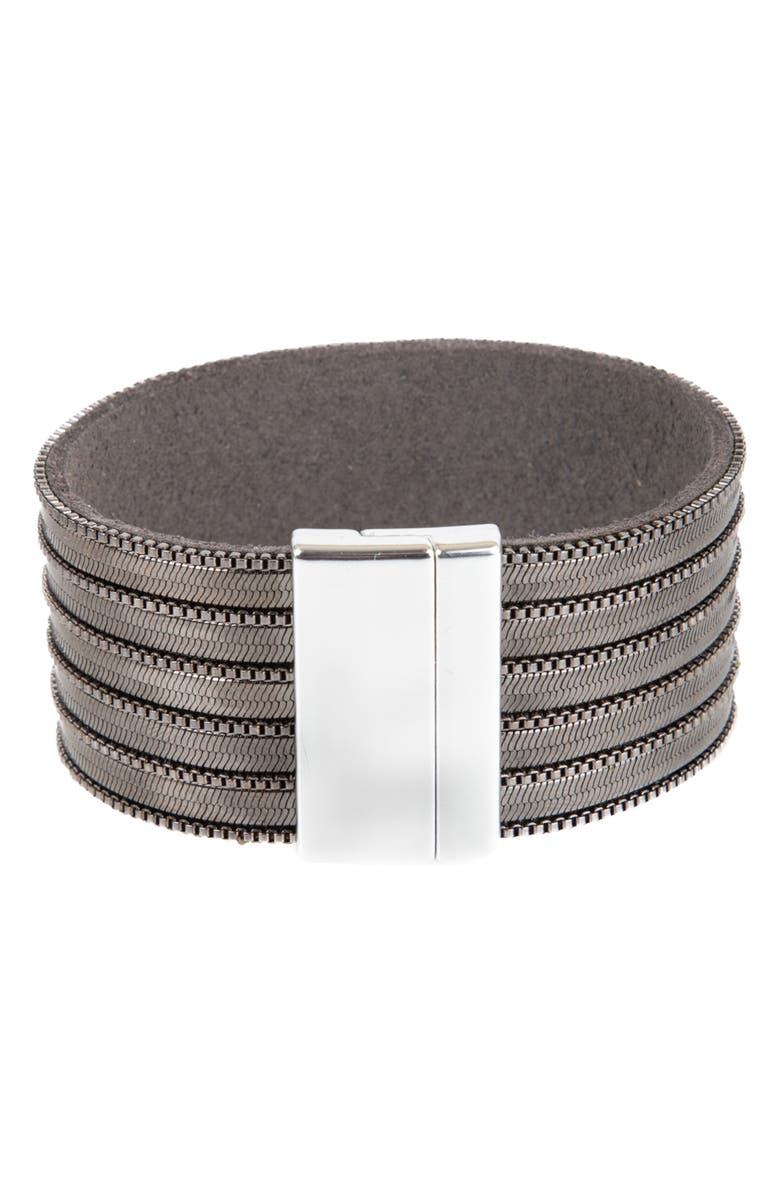 SAACHI Faux Leather Chain Bracelet, Alternate, color, 