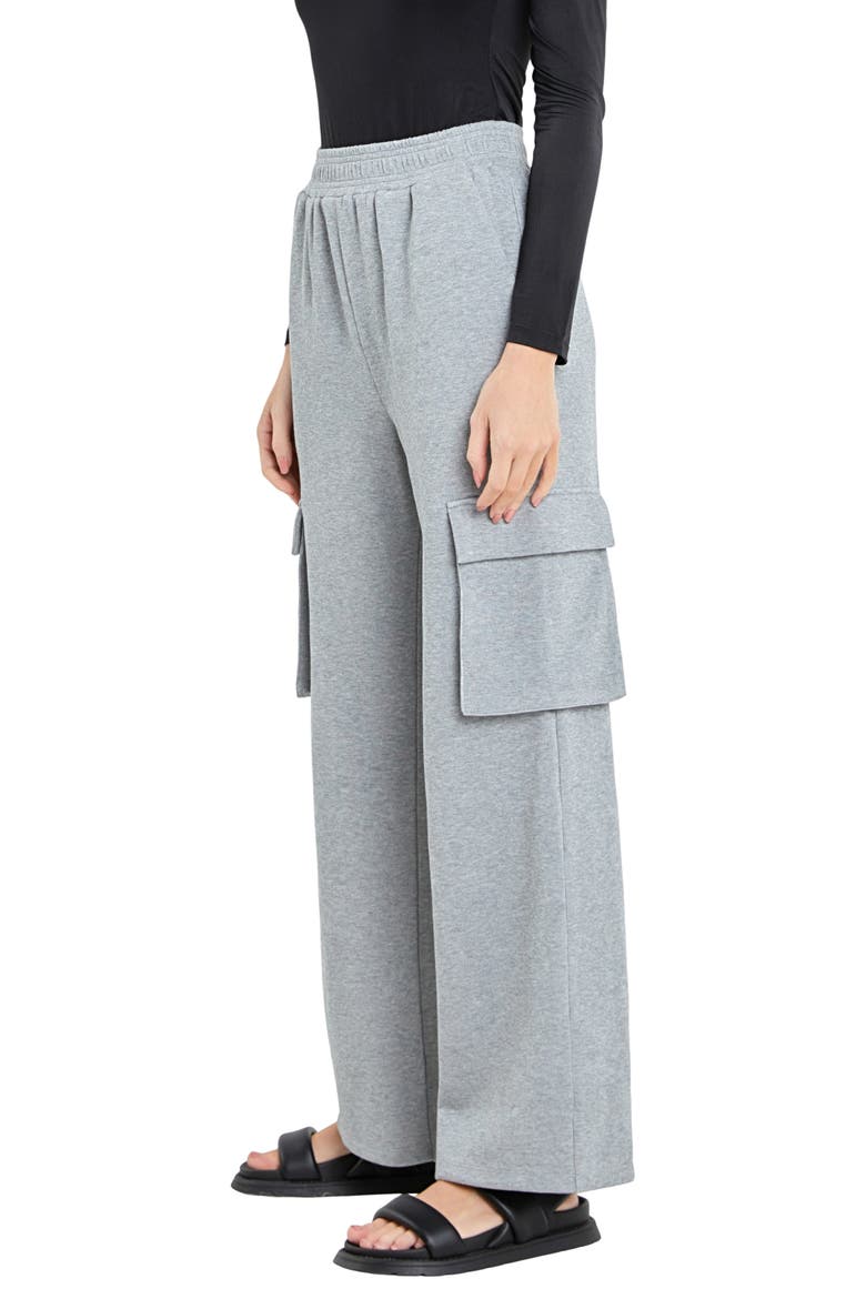 Stretch Cotton Knit Wide Leg Pants, Alternate, color, GREY