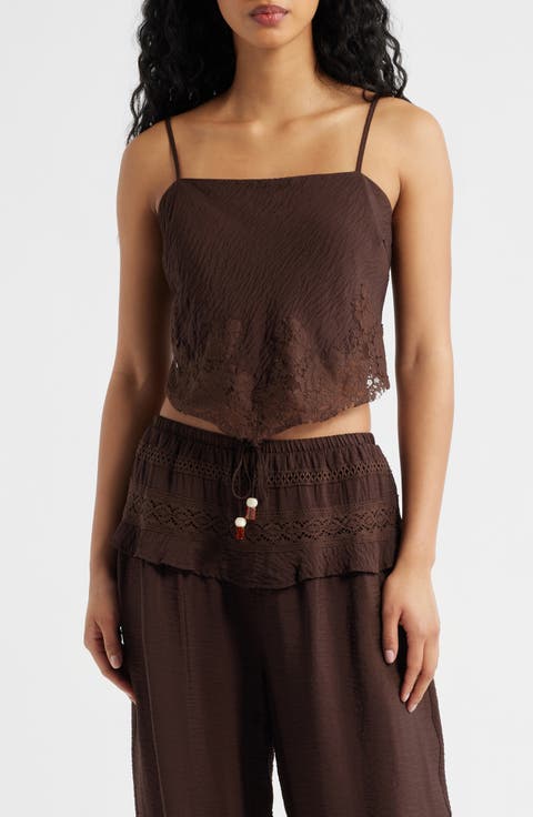 Lace Detail Rumple Satin Camisole