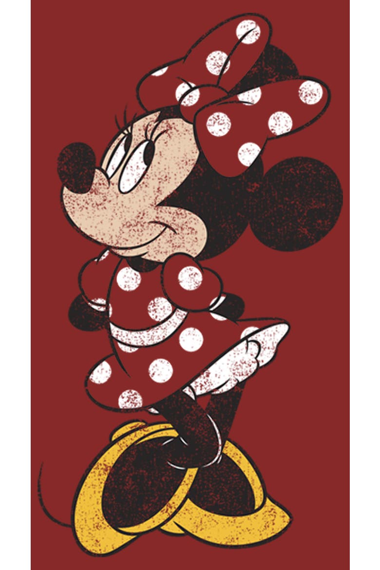 Women's Mickey & Friends Minnie Mouse Portrait Distressed  Graphic T-Shirt, Alternate, color, Red