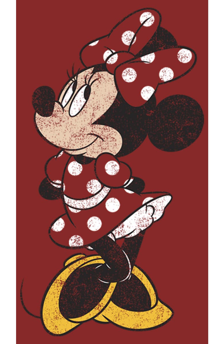 Mickey & Friends Women's Mickey & Friends Minnie Mouse Portrait Distressed  Graphic T-Shirt, Alternate, color, Red