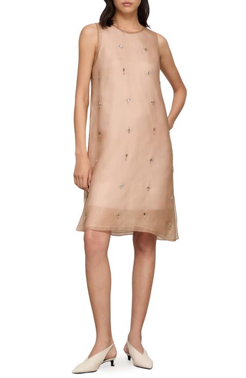 Hand Beaded Silk Organza Shift Dress