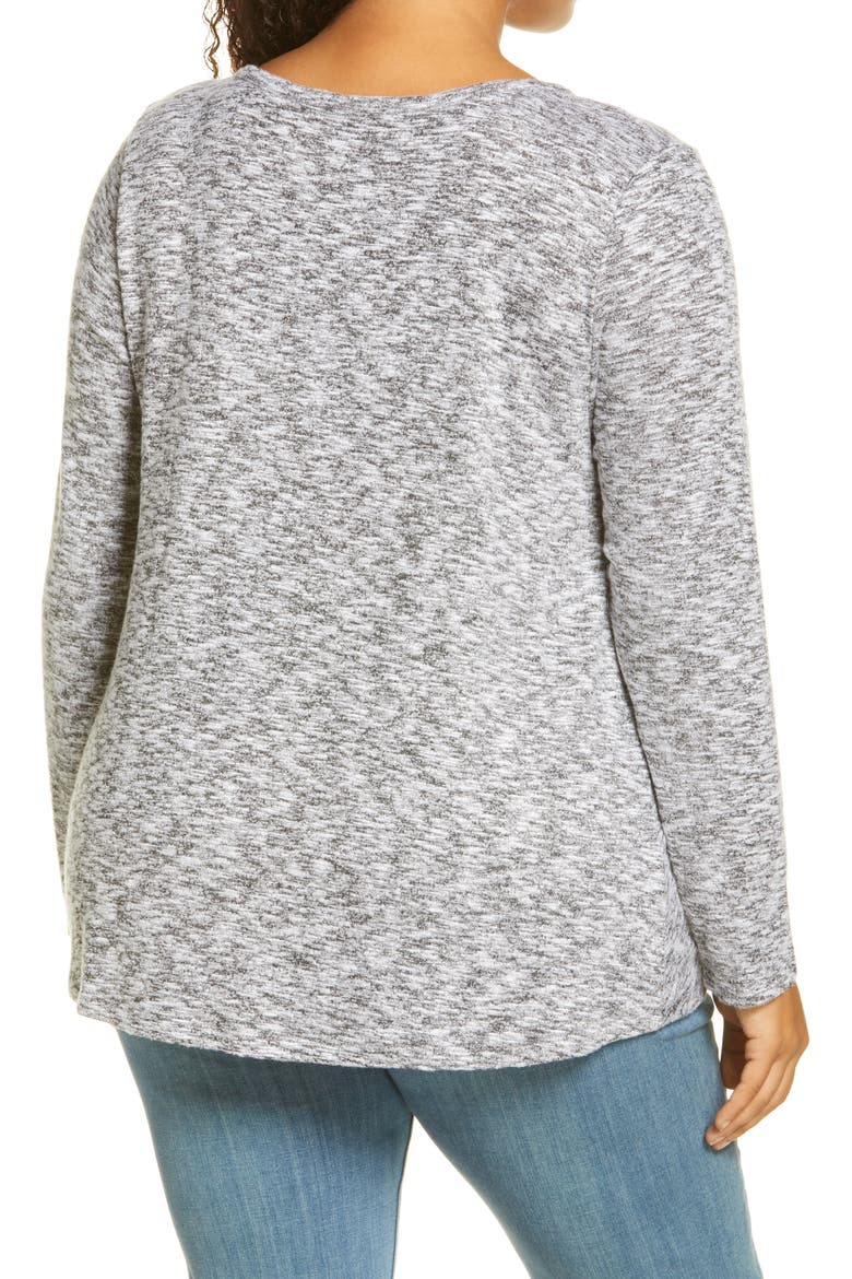 Scoop Neck Front Twist Top, Alternate, color, BLACK/ IVORY
