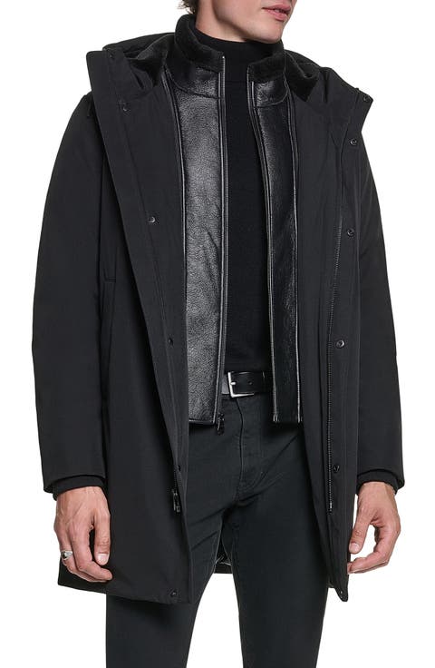 Faux Shearling Parka with Removable Bib