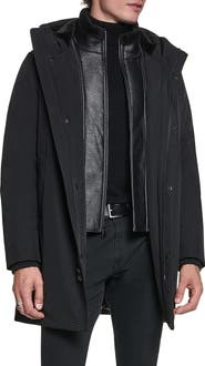 KARL LAGERFELD PARIS Faux Shearling Parka with Removable Bib