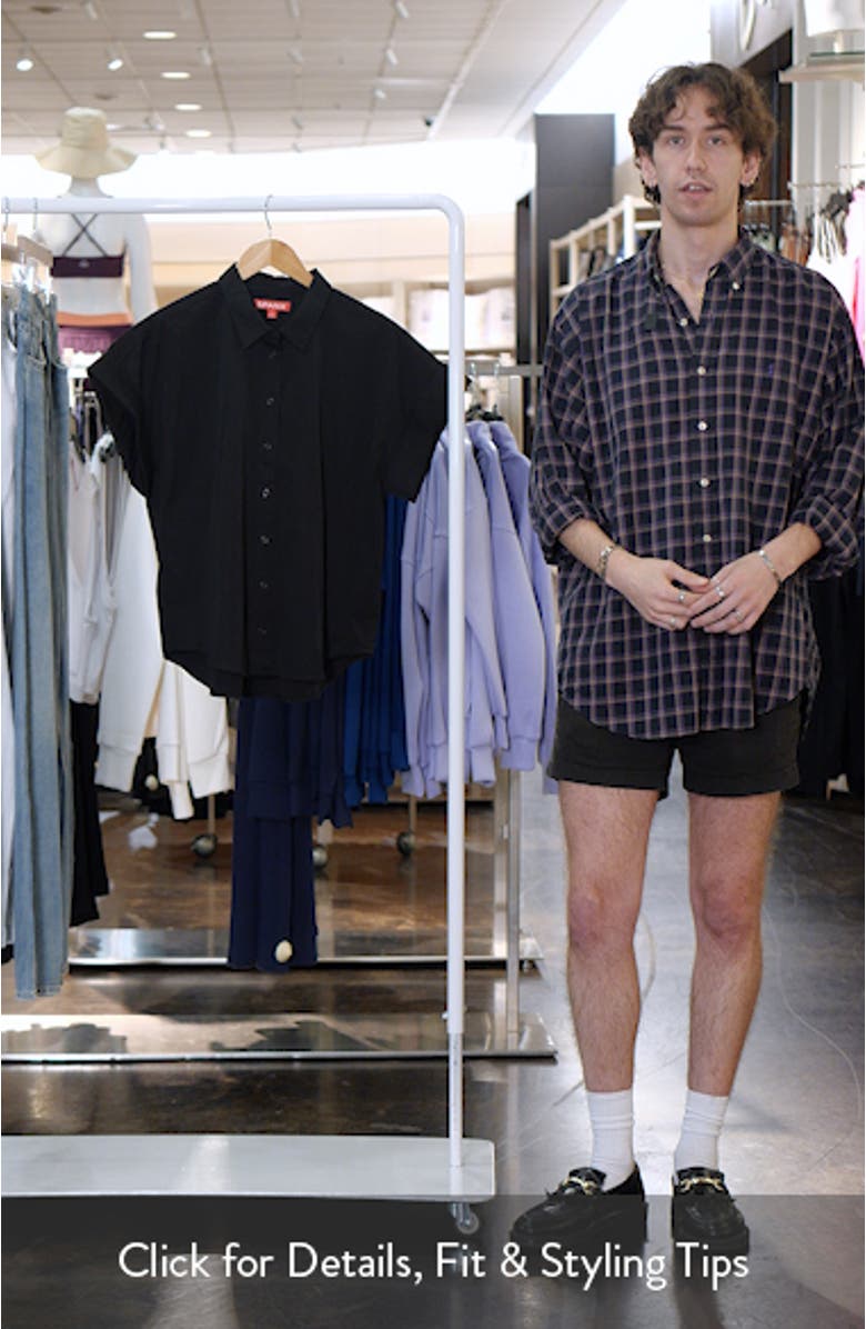 Oversize Short Sleeve Cotton Button-Up Shirt, sales video thumbnail