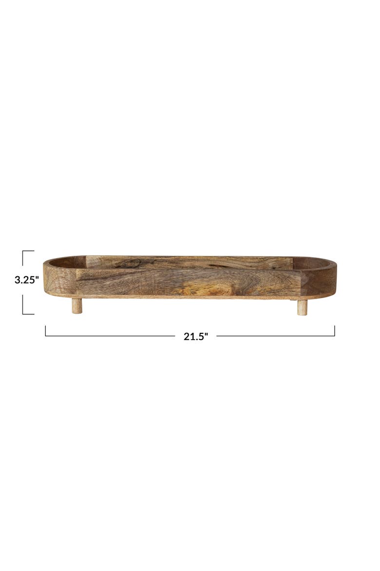 Mango Wood Footed Tray for Storage and Serving, Natural, Alternate, color, Natural