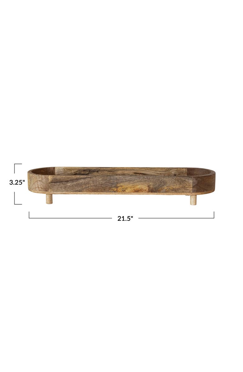 Storied Home Mango Wood Footed Tray for Storage and Serving, Natural, Alternate, color, Natural