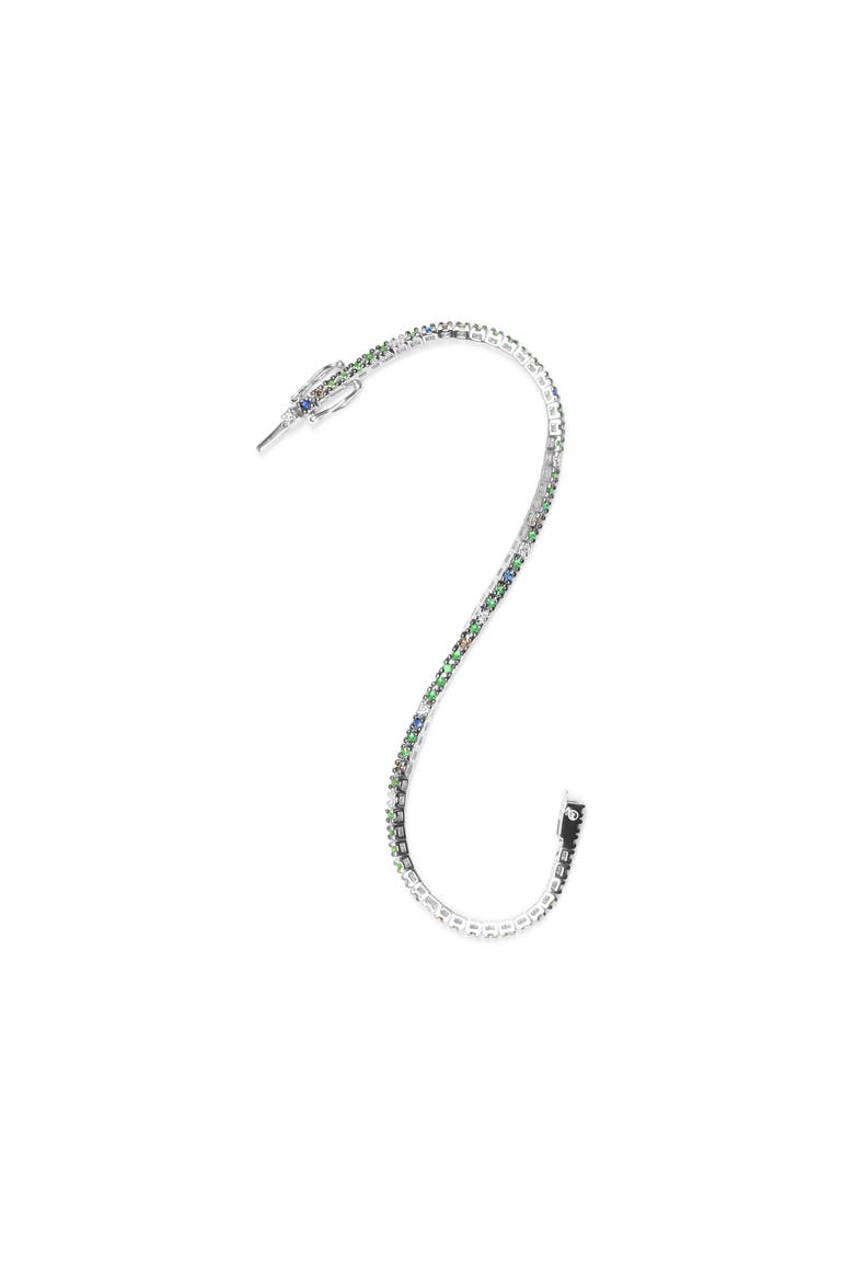 18K Gold 3/8 Ct Diamond with Sapphire & Tsavorite Bracelet, Alternate, color, White