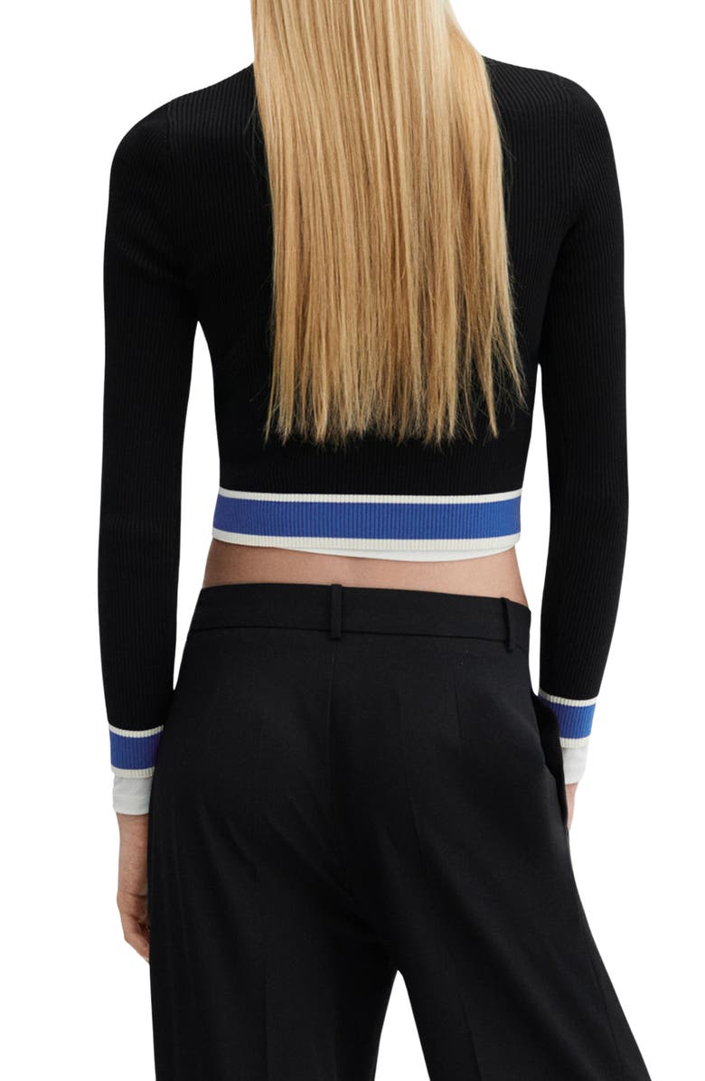 MANGO Colorblock Half Zip Crop Sweater, Alternate, color, 