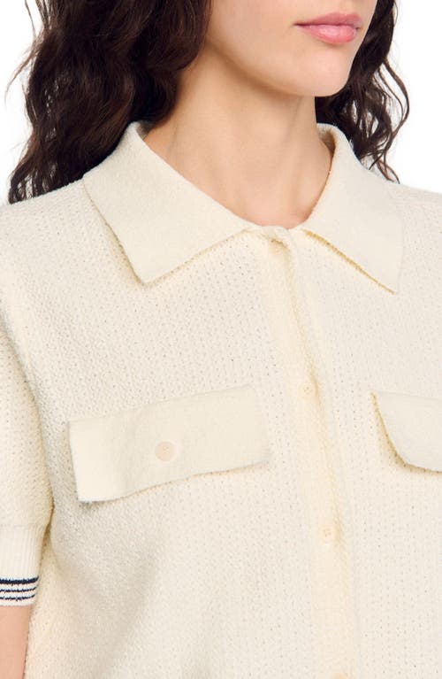 Sandro Short-sleeved Cardigan In Ecru