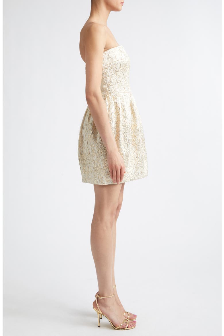 Lowe Metallic Brocade Strapless Minidress, Alternate, color, GOLD