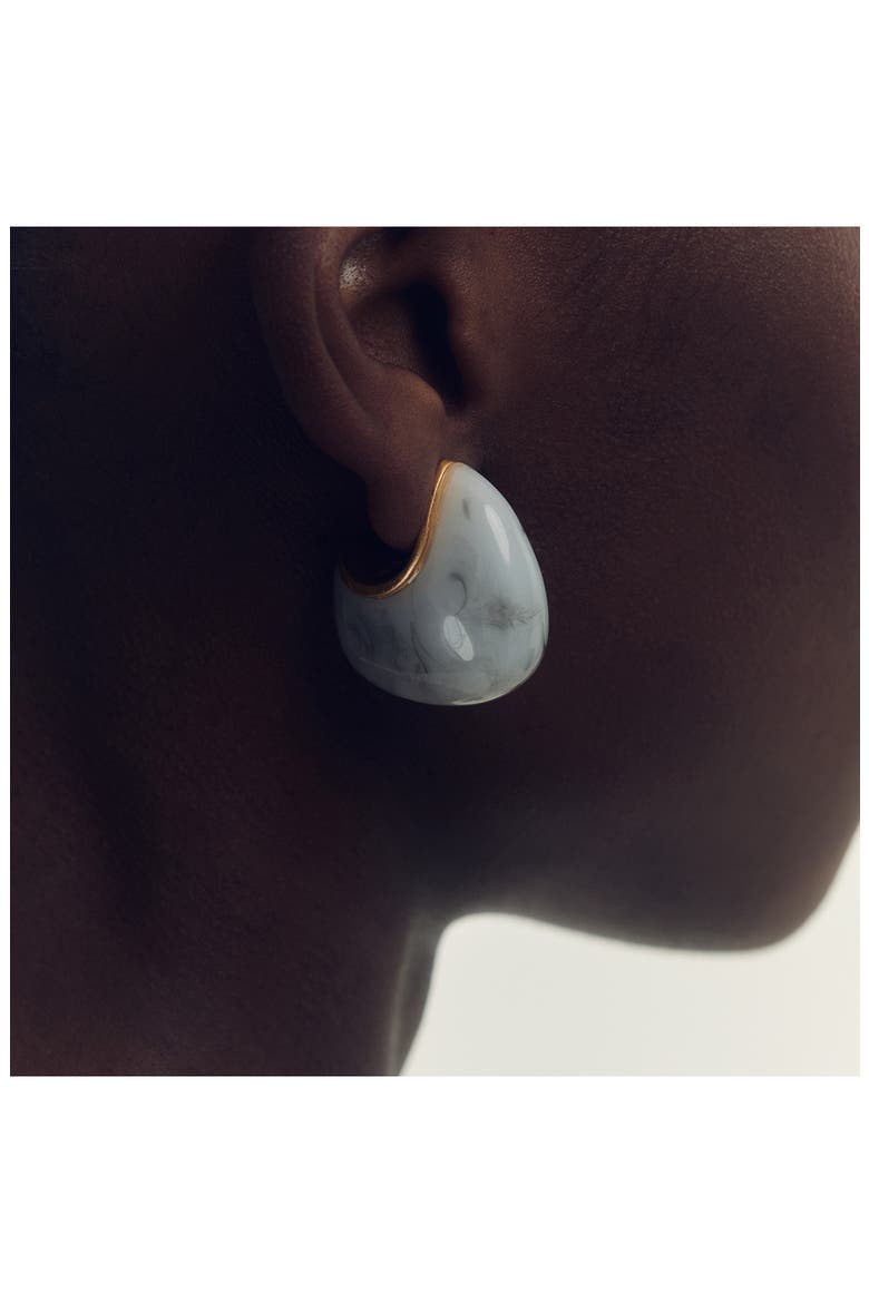 Carlotta Curve Marble Scoop Earrings, Alternate, color, GOLD TONE/ GREY MARBLE