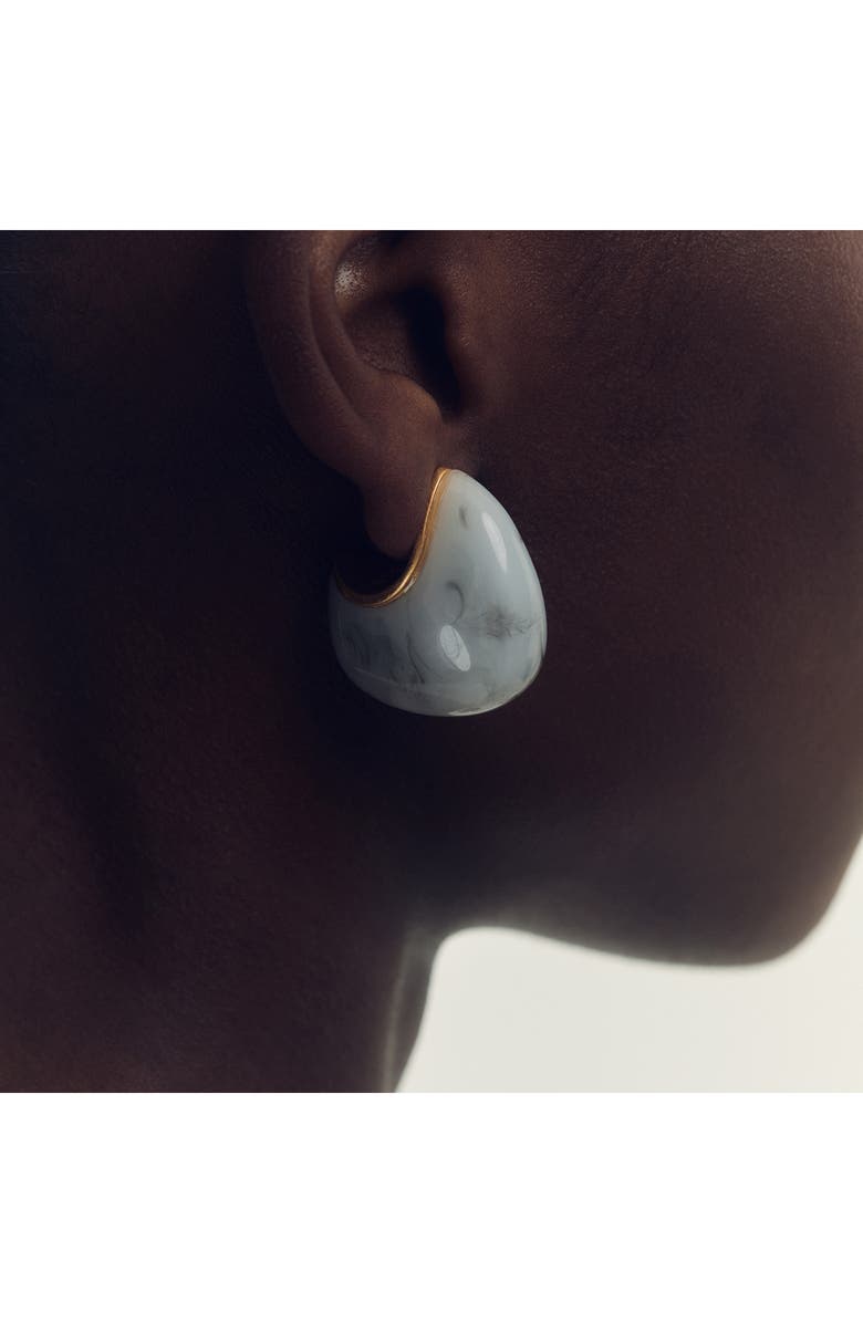 Reiss Carlotta Curve Marble Scoop Earrings, Alternate, color, Gold Tone/ Grey Marble