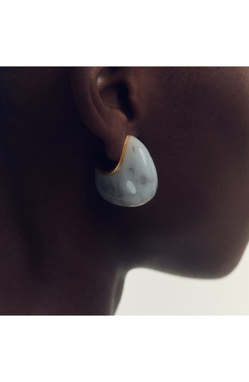 Reiss Carlotta Curve Marble Scoop Earrings In Gold Tone/grey Marble