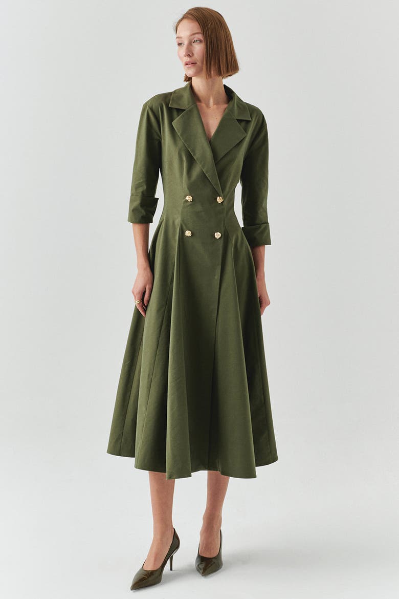Estelle Jacket Collar Pocketed Dress, Alternate, color, GREEN