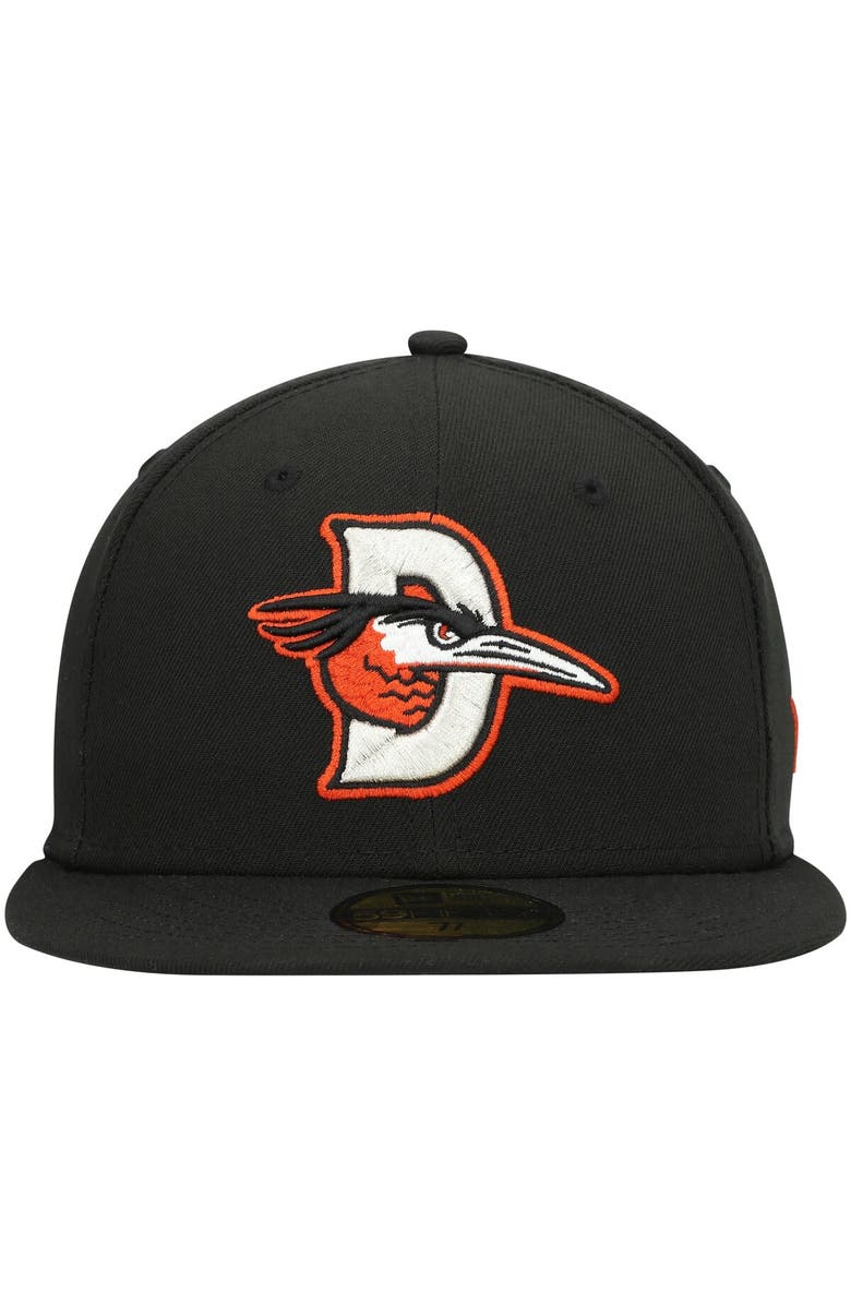 New Era Men's New Era Black Delmarva Shorebirds Authentic Collection Road 59FIFTY Fitted Hat, Alternate, color, Black