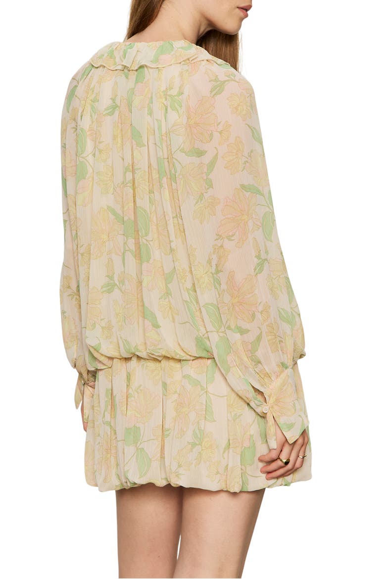 Floral Print Long Sleeve Minidress, Alternate, color, GENTLE LILY YELLOW