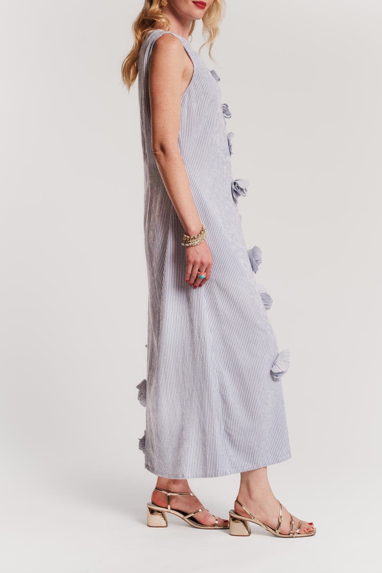 Origami Dress Seersucker, Alternate, color, Blue/White