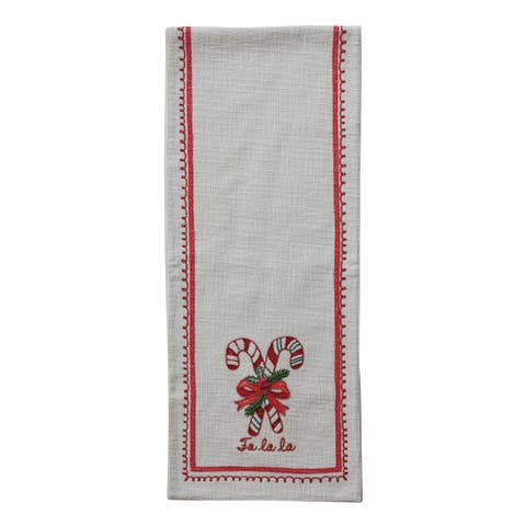Fa La La Cotton Table Runner with Candy Cane Print