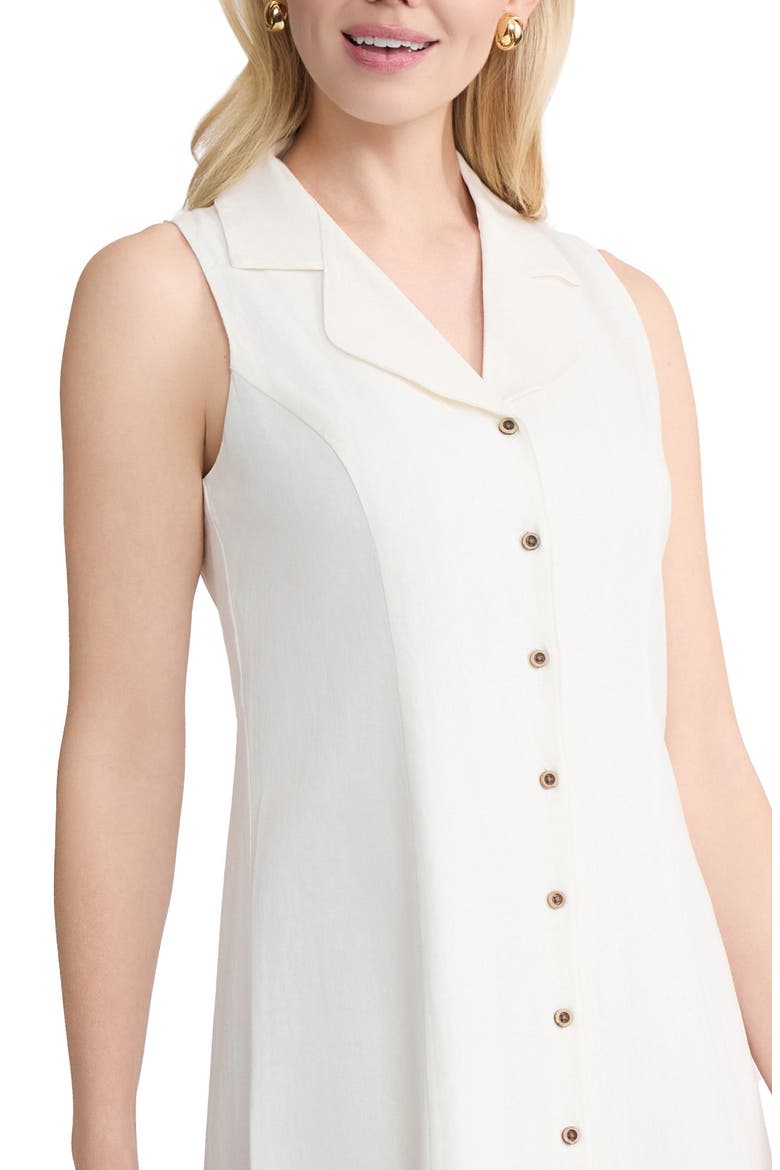 Sleeveless Linen Blend Midi Dress, Alternate, color, NATURAL WHITE
