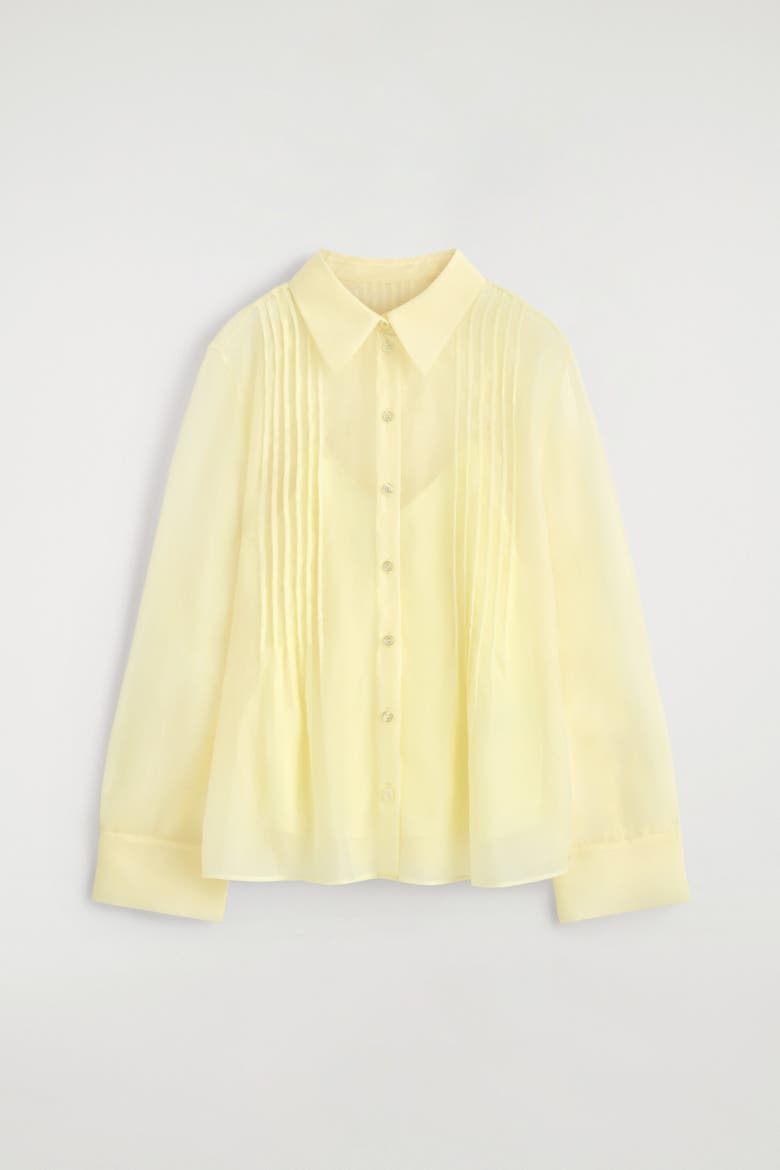 Sheer Pintucked Shirt, Alternate, color, YELLOW