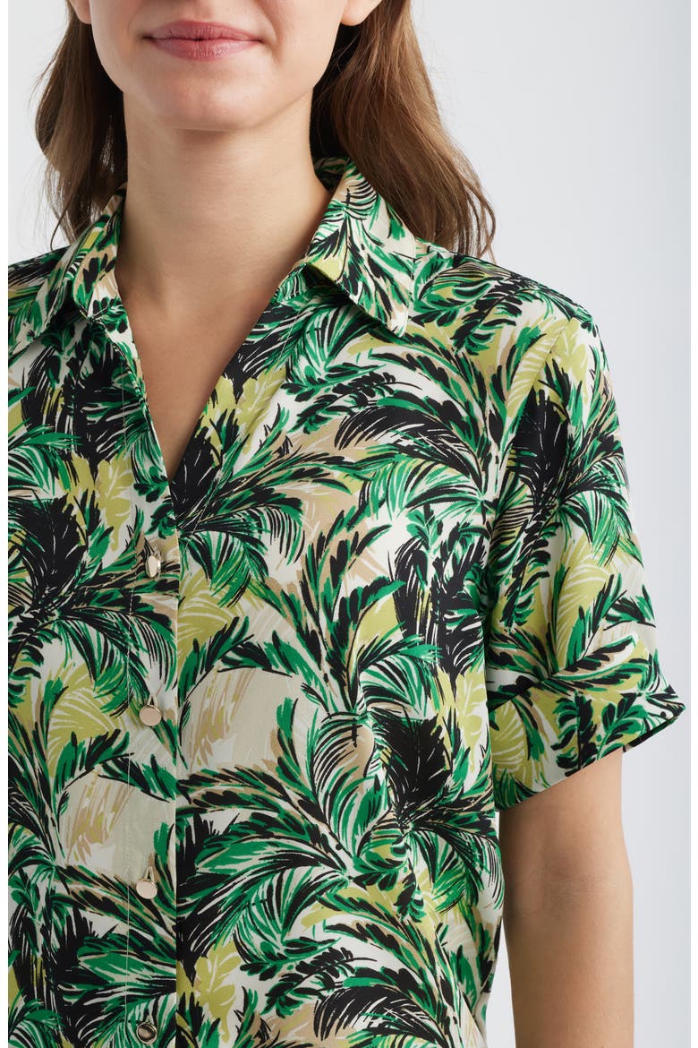 Tropical Print Short Sleeve Button-Up Shirt, Alternate, color, TROPICAL GREEN MULTI