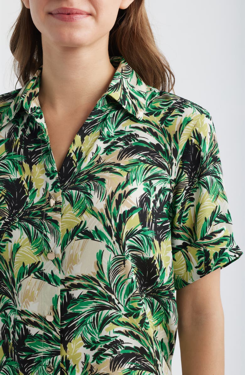 AK ANNE KLEIN Tropical Print Short Sleeve Button-Up Shirt, Alternate, color, 