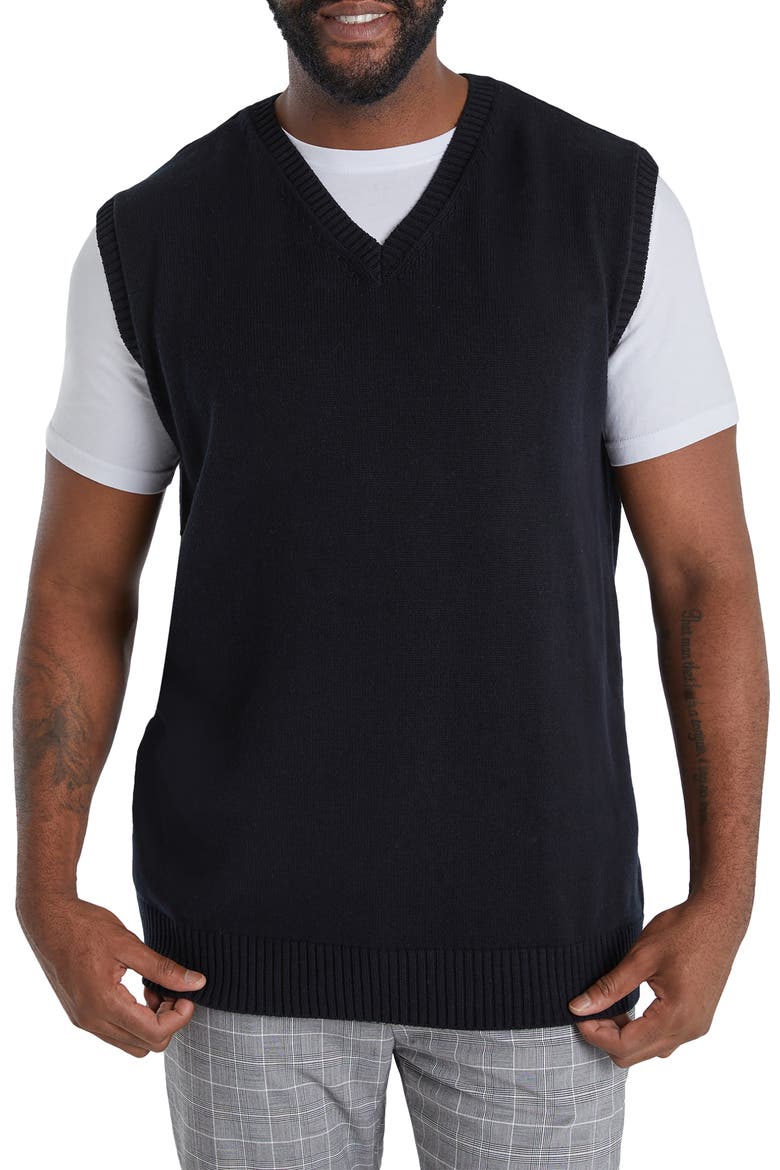 Essential V-Neck Sweater Vest, Main, color, BLACK